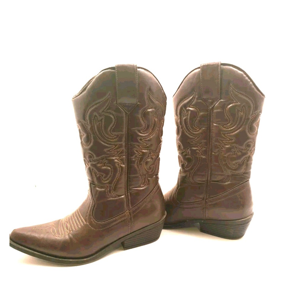 Girls brown cowboy boots size 7.5